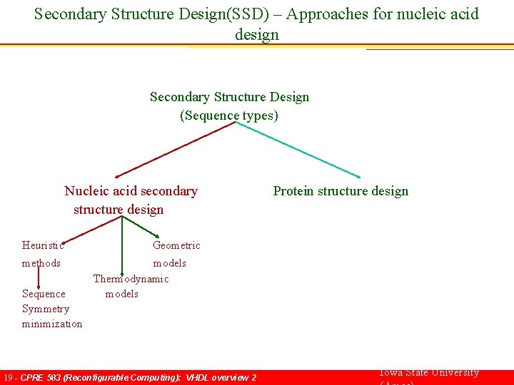 Secondary Structure Design(SSD) – Approaches for nucleic acid design Secondary Structure Design (Sequence types)