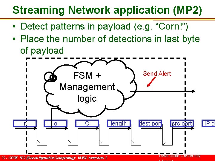 Streaming Network application (MP 2) • Detect patterns in payload (e. g. “Corn!”) •