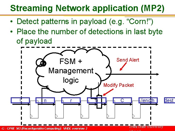 Streaming Network application (MP 2) • Detect patterns in payload (e. g. “Corn!”) •