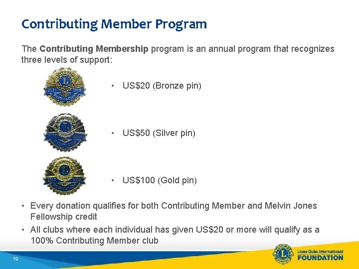 Contributing Member Program The Contributing Membership program is an annual program that recognizes three