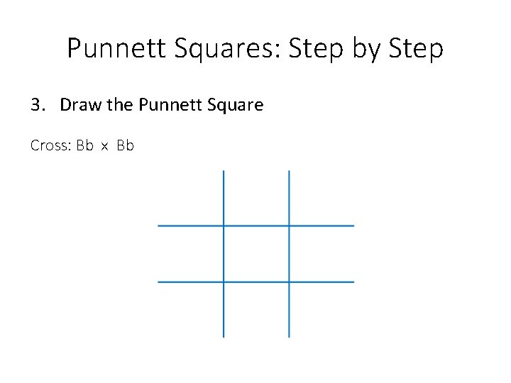 Punnett Squares: Step by Step 3. Draw the Punnett Square Cross: Bb x Bb