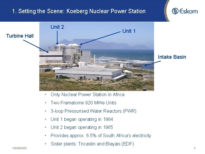 1. Setting the Scene: Koeberg Nuclear Power Station Unit 2 Turbine Hall Unit 1