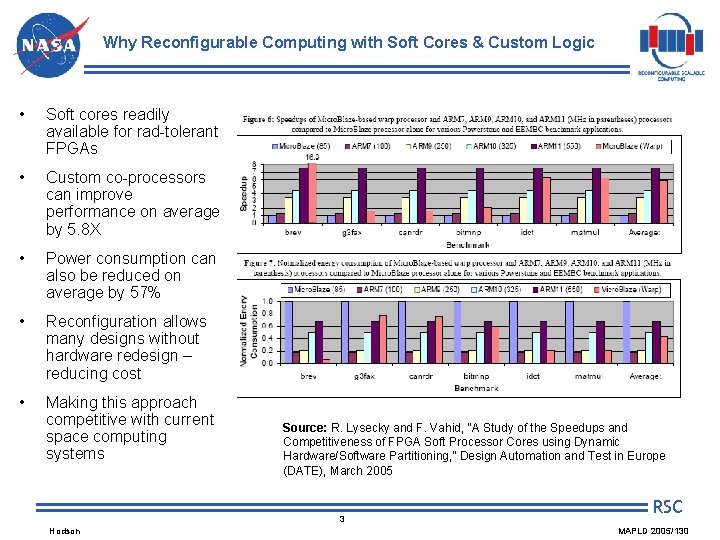 Why Reconfigurable Computing with Soft Cores & Custom Logic • Soft cores readily available Why Reconfigurable Computing with Soft Cores & Custom Logic • Soft cores readily available