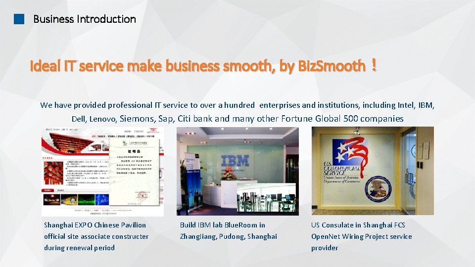 Business Introduction Ideal IT service make business smooth, by Biz. Smooth！ We have provided