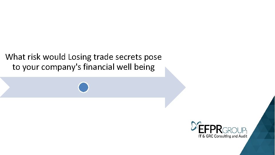 What risk would Losing trade secrets pose to your company's financial well being 