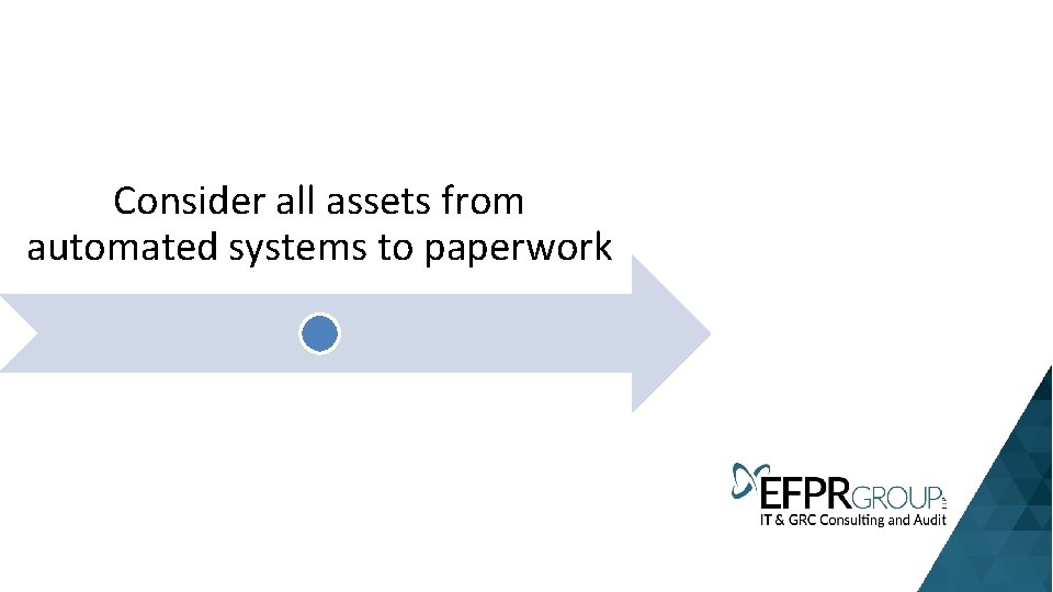 Consider all assets from automated systems to paperwork 