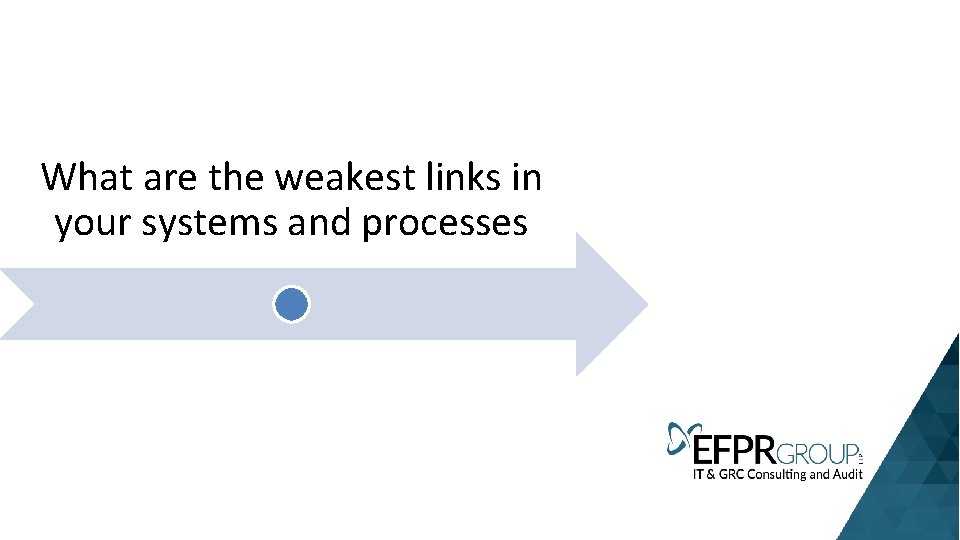 What are the weakest links in your systems and processes 