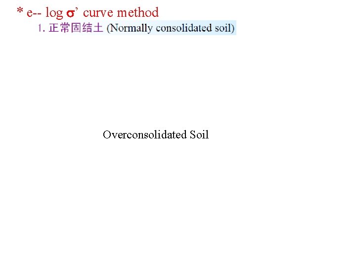 * e-- log ’ curve method Overconsolidated Soil 