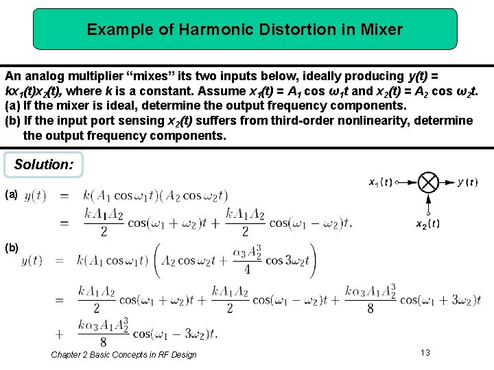Example of Harmonic Distortion in Mixer An analog multiplier “mixes” its two inputs below,