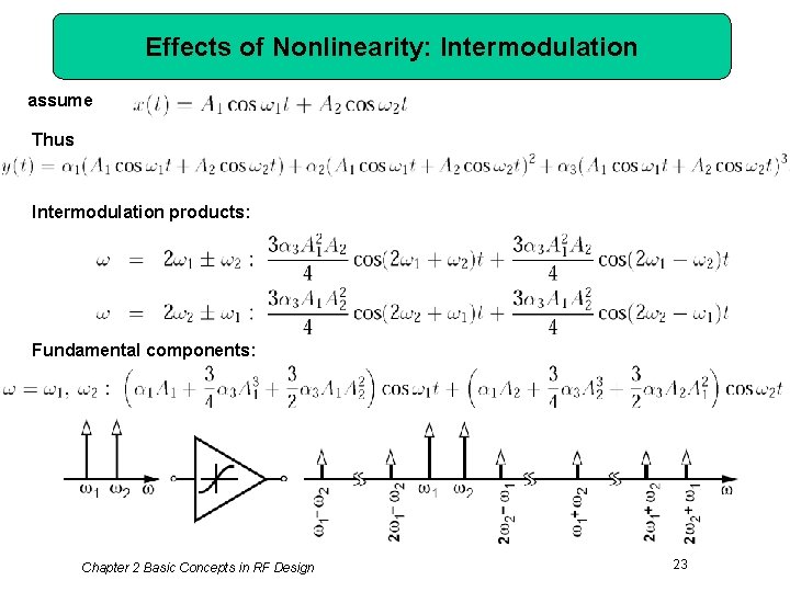 Effects of Nonlinearity: Intermodulation assume Thus Intermodulation products: Fundamental components: Chapter 2 Basic Concepts