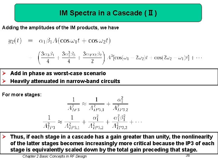 IM Spectra in a Cascade (Ⅱ) Adding the amplitudes of the IM products, we