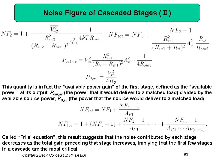 Noise Figure of Cascaded Stages (Ⅱ) This quantity is in fact the “available power