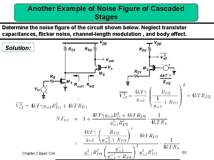 Another Example of Noise Figure of Cascaded Stages Determine the noise figure of the