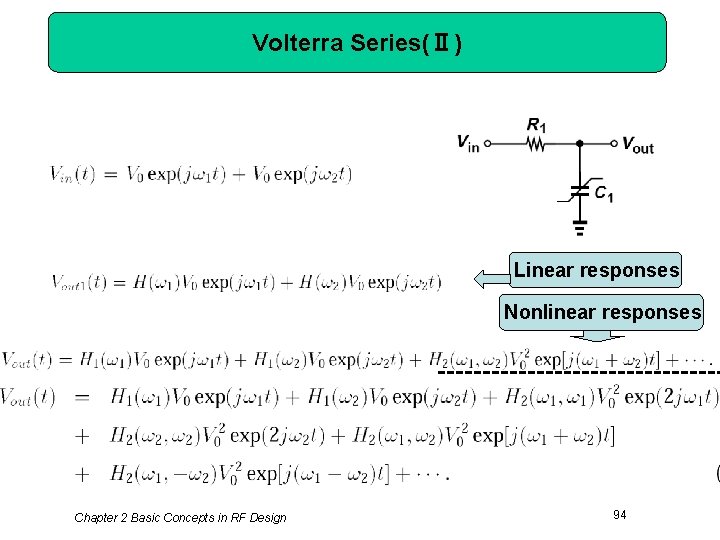 Volterra Series(Ⅱ) Linear responses Nonlinear responses Chapter 2 Basic Concepts in RF Design 94