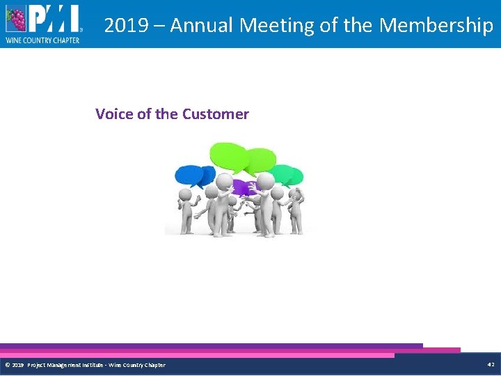 2019 – Annual Meeting of the Membership Voice of the Customer © 2019 Project