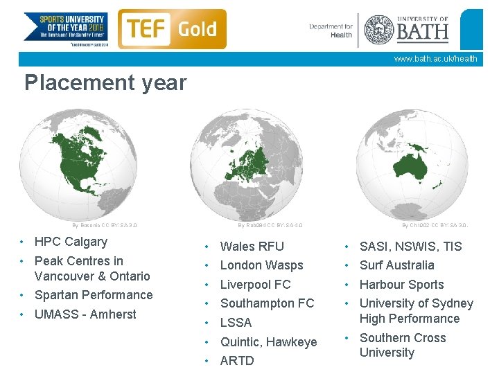 www. bath. ac. uk/health Placement year By Bosonic CC BY-SA 3. 0 • HPC
