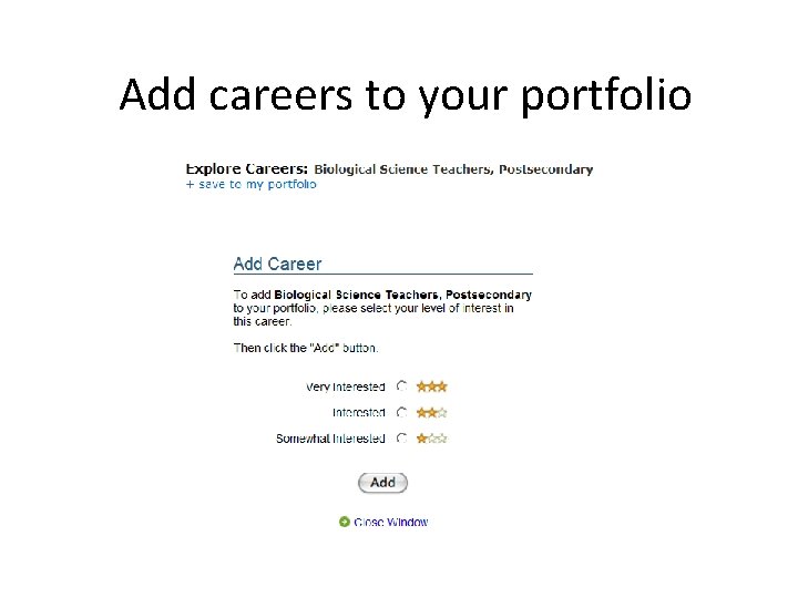 Add careers to your portfolio 