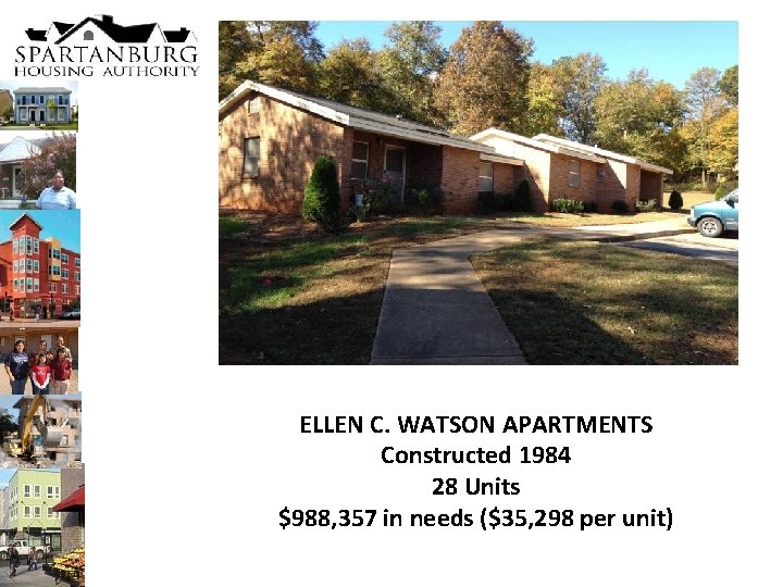 ELLEN C. WATSON APARTMENTS Constructed 1984 28 Units $988, 357 in needs ($35, 298