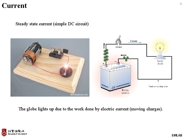 Current 11 Steady state current (simple DC circuit) The globe lights up due to Current 11 Steady state current (simple DC circuit) The globe lights up due to