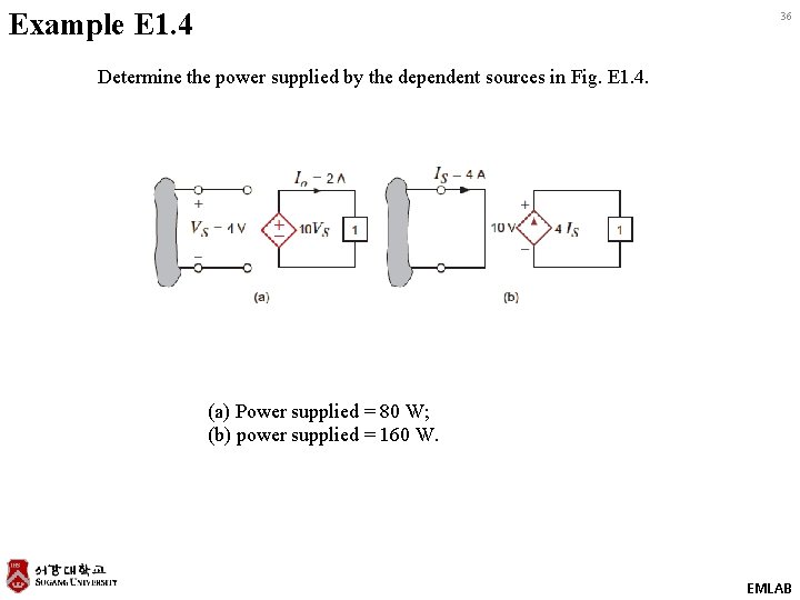 Example E 1. 4 36 Determine the power supplied by the dependent sources in Example E 1. 4 36 Determine the power supplied by the dependent sources in