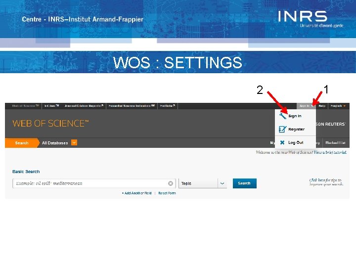 WOS : SETTINGS 2 1 