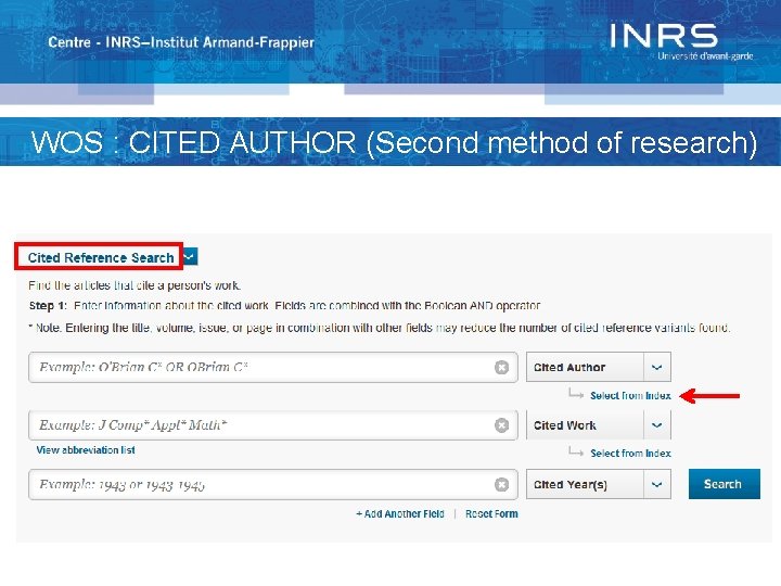 WOS : CITED AUTHOR (Second method of research) 