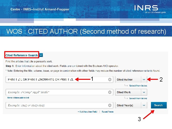 WOS : CITED AUTHOR (Second method of research) 1 2 3 