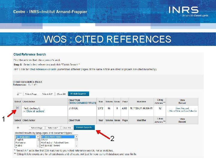 WOS : CITED REFERENCES 1 2 