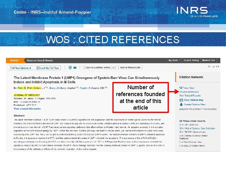 WOS : CITED REFERENCES Number of references founded at the end of this article