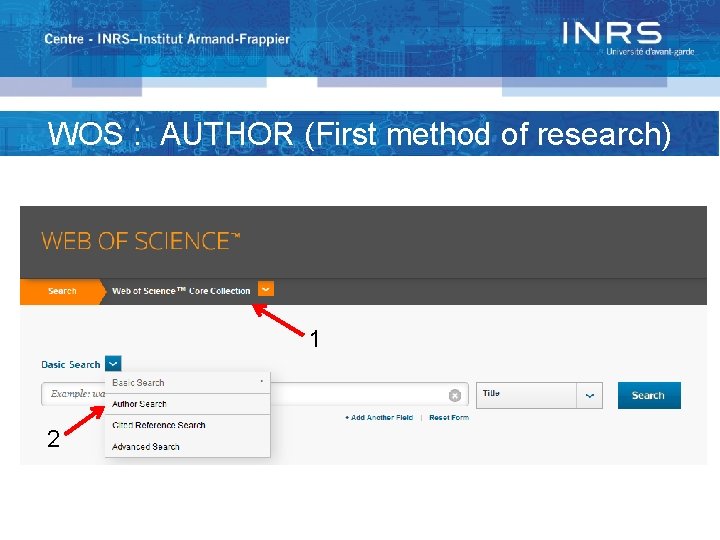 WOS : AUTHOR (First method of research) 1 2 