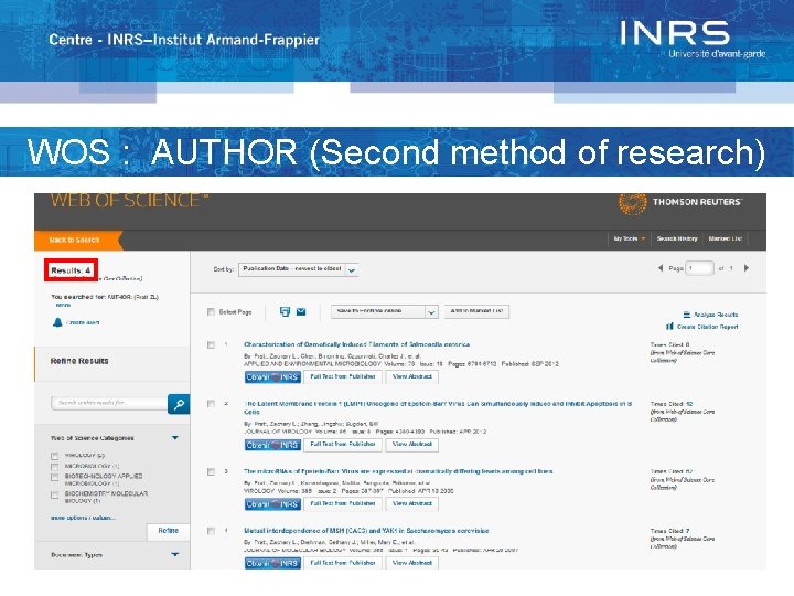 WOS : AUTHOR (Second method of research) 