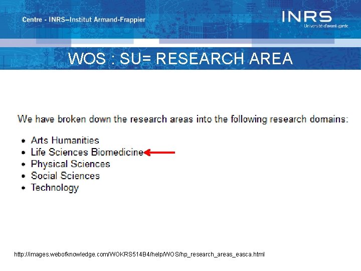 WOS : SU= RESEARCH AREA http: //images. webofknowledge. com/WOKRS 514 B 4/help/WOS/hp_research_areas_easca. html 