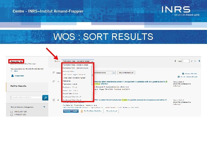 WOS : SORT RESULTS 