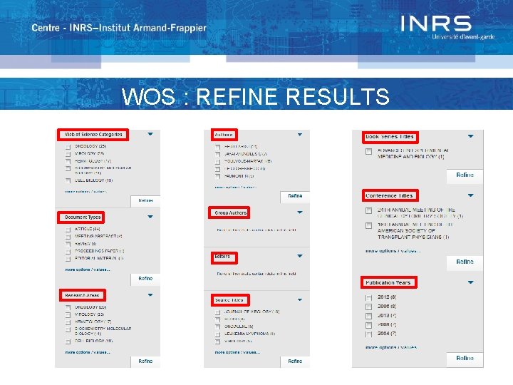 WOS : REFINE RESULTS 