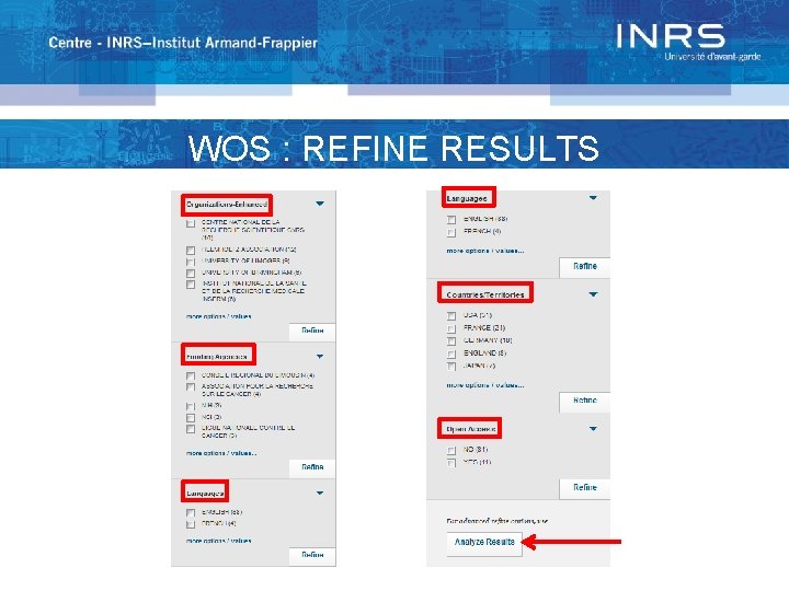 WOS : REFINE RESULTS 