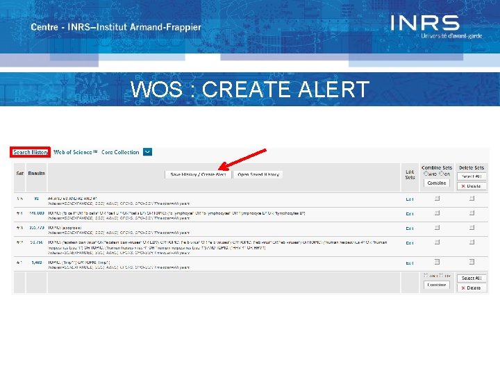 WOS : CREATE ALERT 