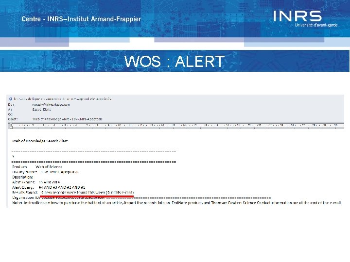 WOS : ALERT 