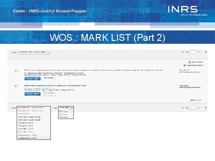 WOS : MARK LIST (Part 2) 