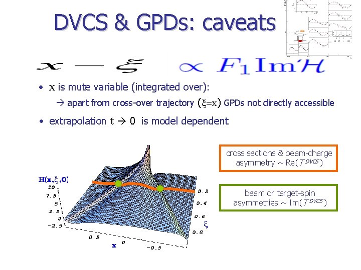DVCS & GPDs: caveats • x is mute variable (integrated over): apart from cross-over