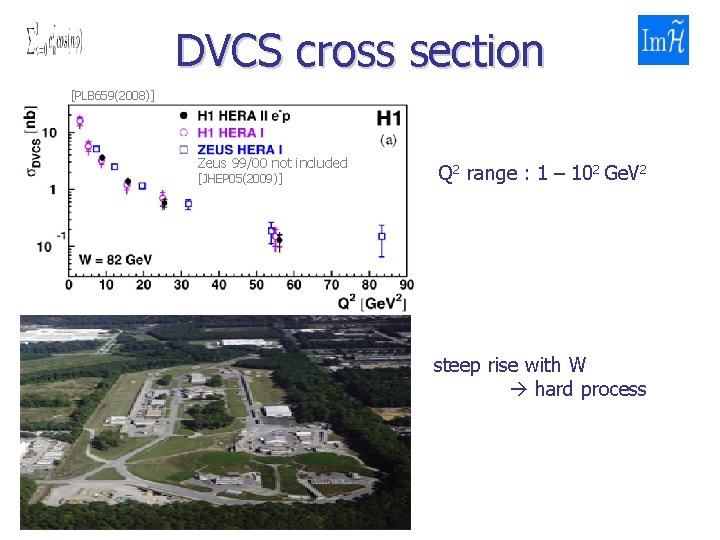 DVCS cross section [PLB 659(2008)] Zeus 99/00 not included [JHEP 05(2009)] Q 2 range