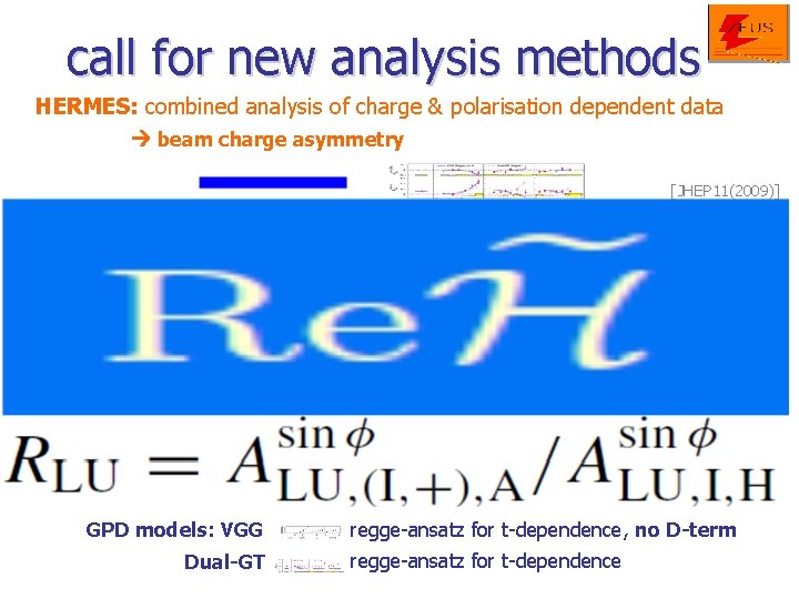 call for new analysis methods HERMES: combined analysis of charge & polarisation dependent data