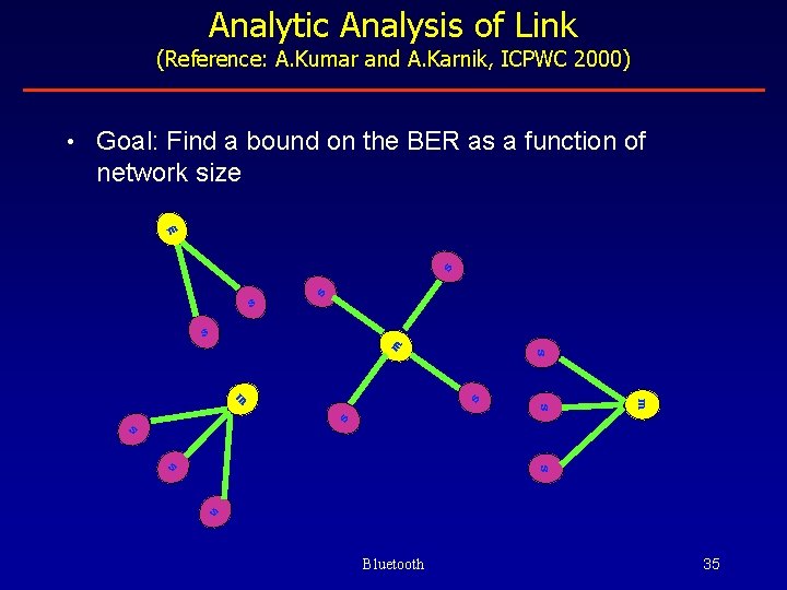 Analytic Analysis of Link (Reference: A. Kumar and A. Karnik, ICPWC 2000) • Goal: