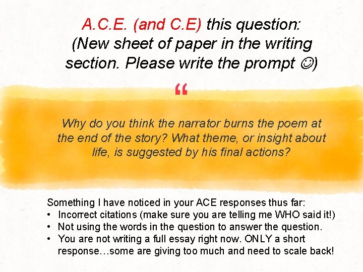 A. C. E. (and C. E) this question: (New sheet of paper in the