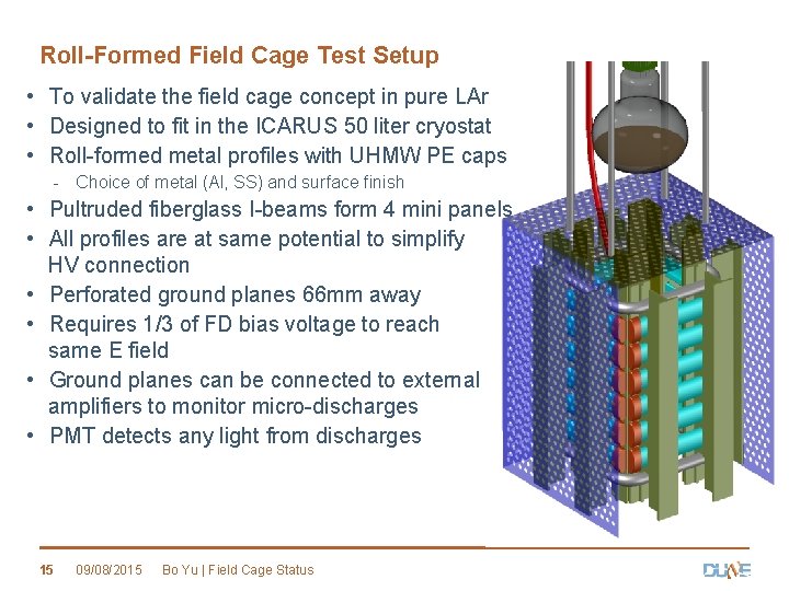 Roll-Formed Field Cage Test Setup • To validate the field cage concept in pure