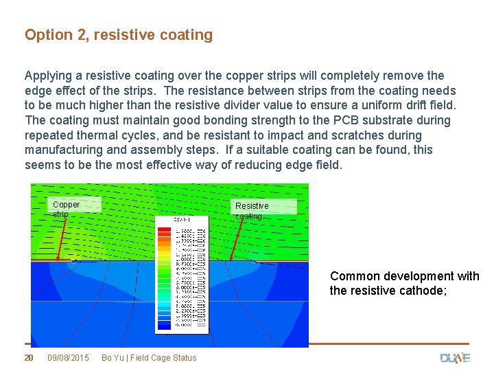 Option 2, resistive coating Applying a resistive coating over the copper strips will completely