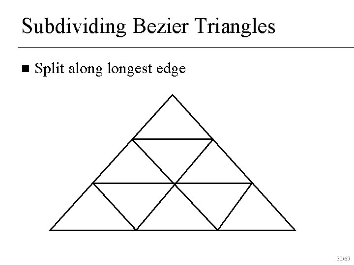 Subdividing Bezier Triangles n Split alongest edge 30/67 
