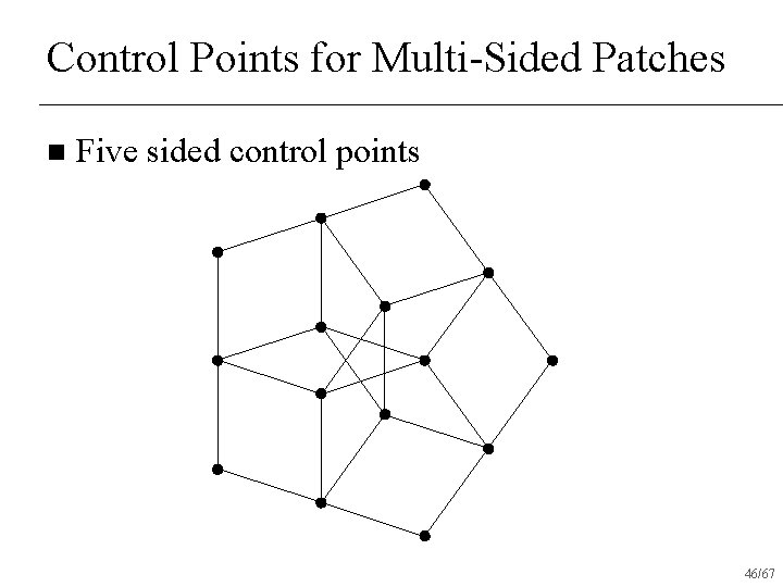 Control Points for Multi-Sided Patches n Five sided control points 46/67 