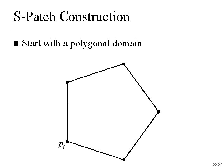 S-Patch Construction n Start with a polygonal domain 55/67 