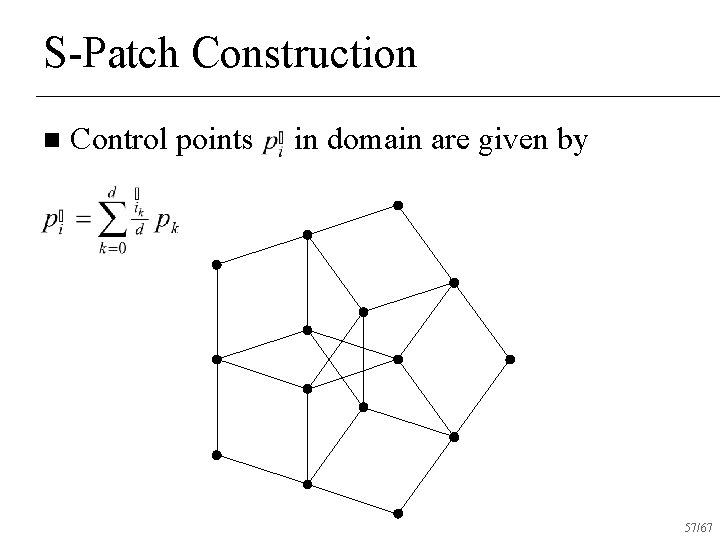 S-Patch Construction n Control points in domain are given by 57/67 