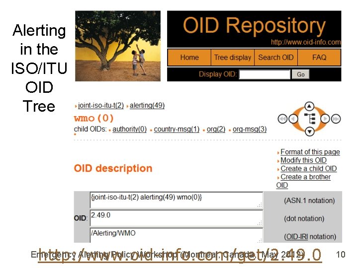 Alerting in the ISO/ITU OID Tree http: /www. oid-info. com/get/2. 49. 0 Emergency Alerting